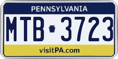 PA license plate MTB3723