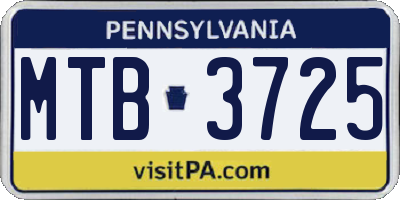 PA license plate MTB3725