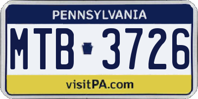 PA license plate MTB3726