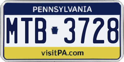 PA license plate MTB3728