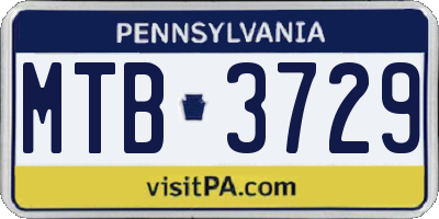 PA license plate MTB3729