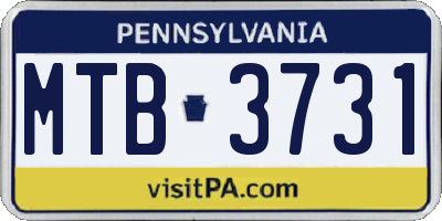 PA license plate MTB3731