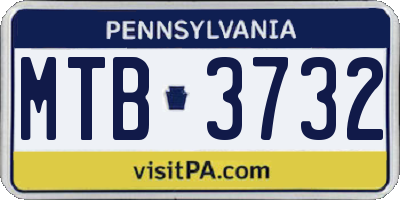 PA license plate MTB3732