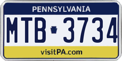 PA license plate MTB3734