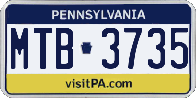 PA license plate MTB3735