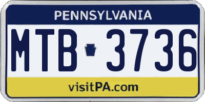 PA license plate MTB3736