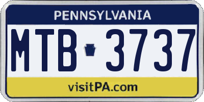 PA license plate MTB3737