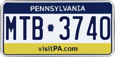 PA license plate MTB3740
