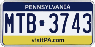 PA license plate MTB3743