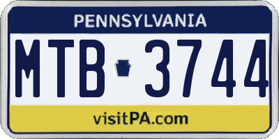 PA license plate MTB3744