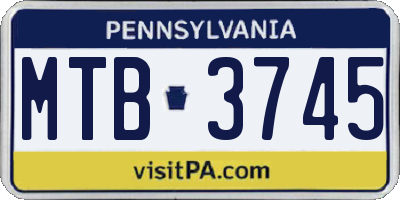 PA license plate MTB3745