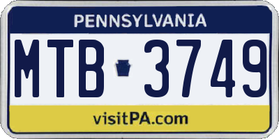 PA license plate MTB3749