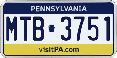 PA license plate MTB3751