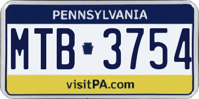 PA license plate MTB3754