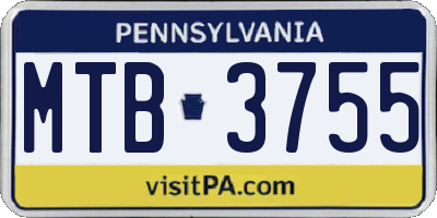 PA license plate MTB3755