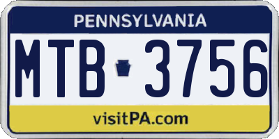 PA license plate MTB3756