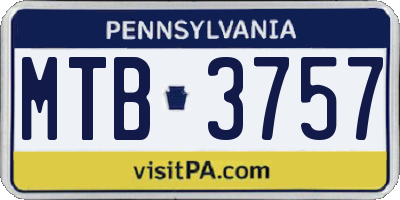 PA license plate MTB3757