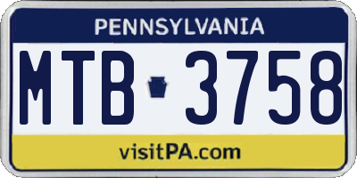 PA license plate MTB3758