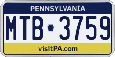 PA license plate MTB3759