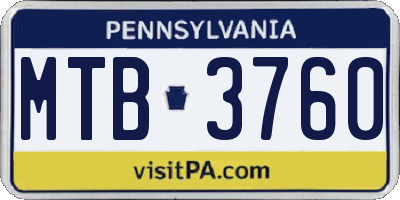 PA license plate MTB3760