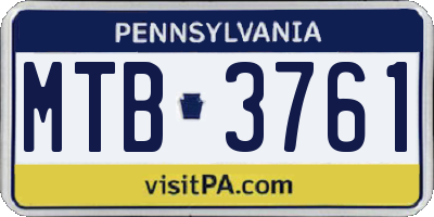 PA license plate MTB3761