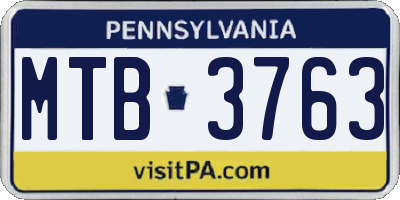 PA license plate MTB3763