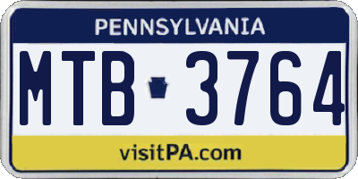 PA license plate MTB3764