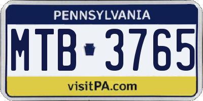 PA license plate MTB3765