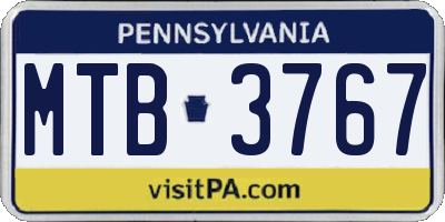 PA license plate MTB3767