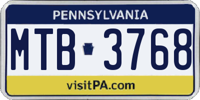 PA license plate MTB3768