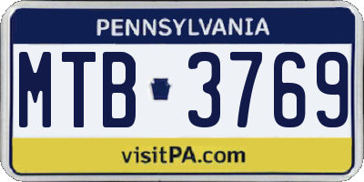 PA license plate MTB3769