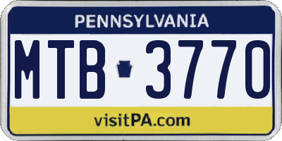 PA license plate MTB3770