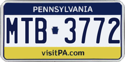 PA license plate MTB3772