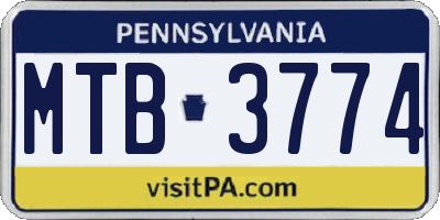 PA license plate MTB3774