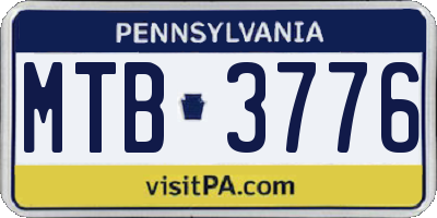 PA license plate MTB3776
