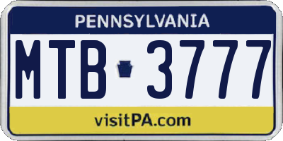 PA license plate MTB3777