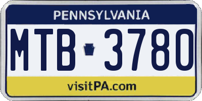 PA license plate MTB3780
