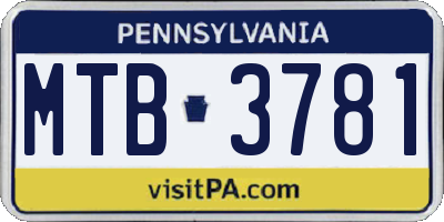 PA license plate MTB3781