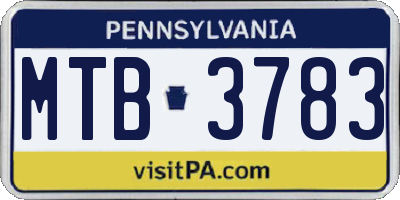 PA license plate MTB3783