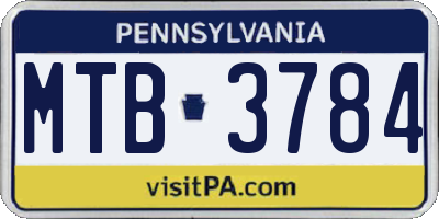 PA license plate MTB3784