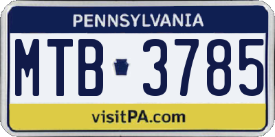 PA license plate MTB3785