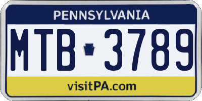 PA license plate MTB3789