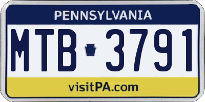 PA license plate MTB3791