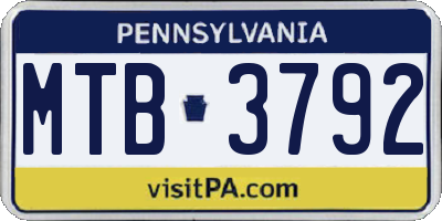 PA license plate MTB3792
