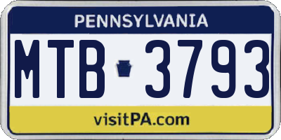 PA license plate MTB3793