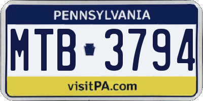 PA license plate MTB3794