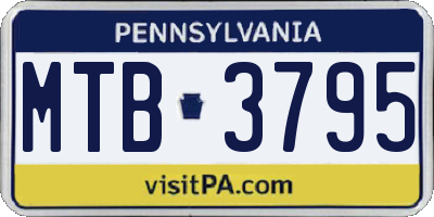 PA license plate MTB3795