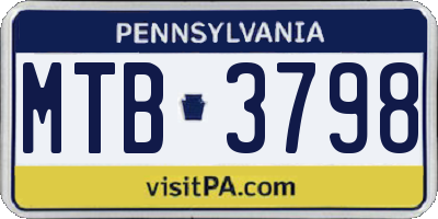 PA license plate MTB3798