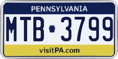 PA license plate MTB3799