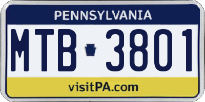 PA license plate MTB3801